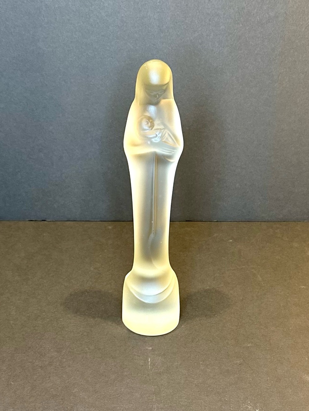 🌟HP🌟VTG Stef Uiterwaal Leerdam Art Deco Madonna & Child Frosted Glass Sculpture